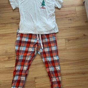 Old Navy White and Red Plaid Pajama Set